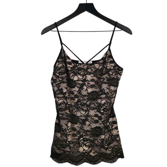 Boston Proper Nude Lined Black Floral Lace Camisole Medium Fairy Sexy Whimsigoth - Picture 1 of 9